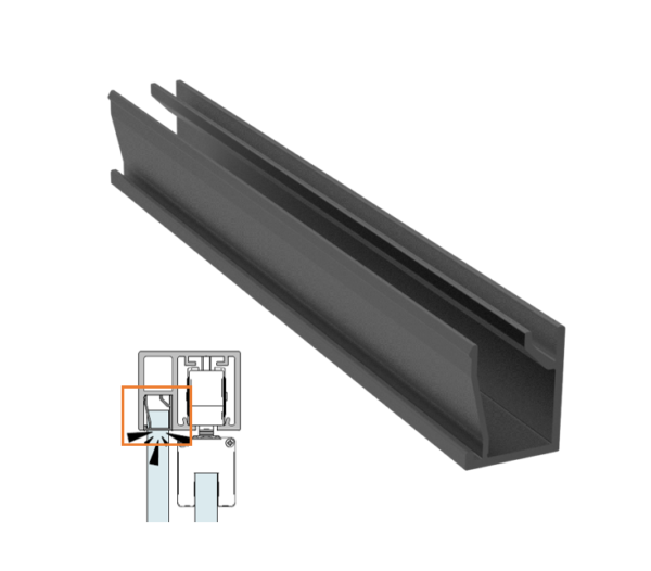 Lacado Negro. Embellecedor para perfil superior STAR XL vidrio fijo.