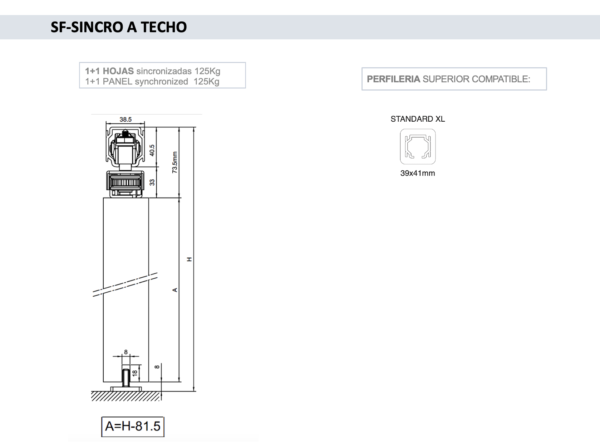 Juego accesorios SF-SINCRO 125kg para 2 puertas (1+1) - Imagen 3