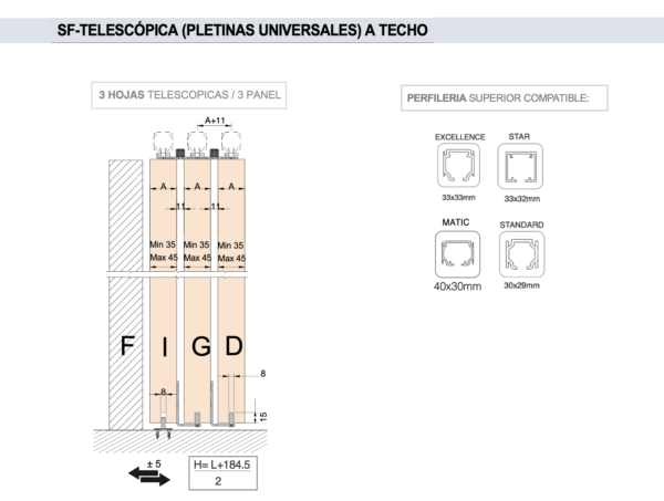 Juego accesorios SF-Telescópica para 3 hojas (derecha) - Imagen 2