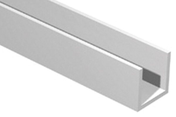 Plata Mate. Perfil Inferior para vidrio fijo de 8-10-12mm. 20x20mm.