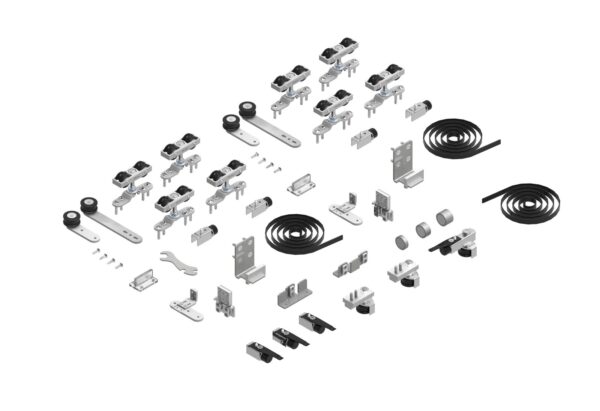 Juego accesorios SF-Telescópica Progresiva Sincro 90kg para 4 puertas (2+2)