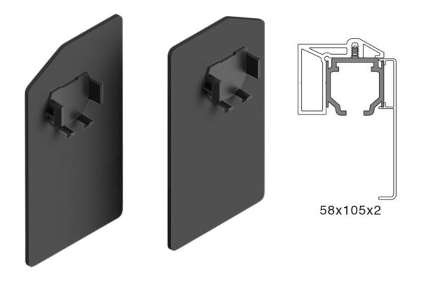 Lacado Negro. Jgo.Tapas Laterales SV-1/SV-2. Montaje a pared. Perfil Separador + Perfil EXCELLENCE + Tapeta.