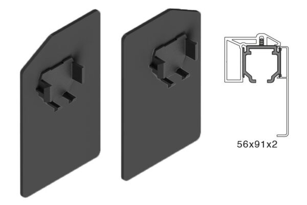 Lacado Negro. Jgo. Tapas Laterales EASY. montaje a pared. Perfil sup. separador + Perfil sup. EXCELLENCE + tapeta. Alum. mate
