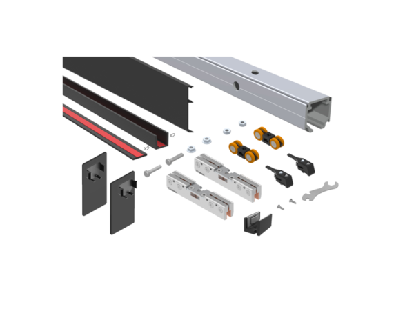 Boxed Kit SV-P70 + Perfilería FRAME FLAT. x2 Frenos retenedores. Alum. Lacado Negro.