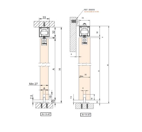 Boxed kit SF-RA P70 guía STAR x1 SofTop Doble. Alum. Anod. Plata. 2m - Imagen 2