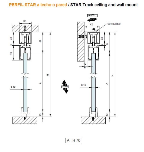 Boxed kit SV-P70 guía STAR x1 SofTop Doble. Alum. Anod. Plata. 2m - Imagen 3