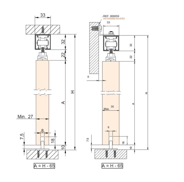 Boxed kit SF-P70 guía STAR x1 SofTop Doble. Alum. Anod. Plata. 2m  - Imagen 2