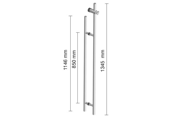 Tirador cerradura para vidrio de 10-12mm. Tubo 25,5mm. Inox