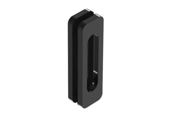 Tirador rectangular para vidrio de 8-12mm. 160x46mm. Alum. Negro Lacado