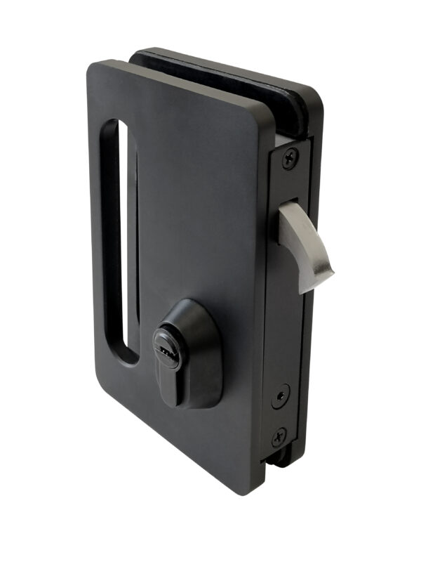 Cerradura con gancho para puerta corredera de vidrio 8-10mm. Alum. Negro Lacado - Imagen 3